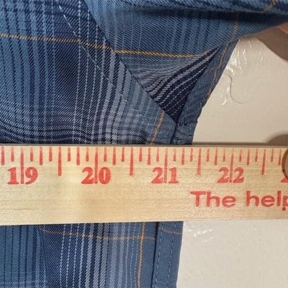 Dixxon Flannel Shirt Mens Medium Blue Plaid Sea Mist Bamboo Blend Short Sleeve - Picture 7 of 8